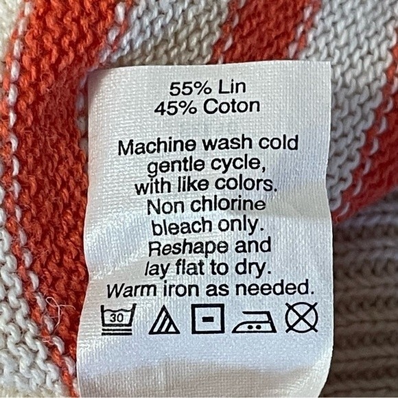 J Crew Factory Orange Tan Striped Sweater Gold Button Accents, size Medium - Picture 7 of 7